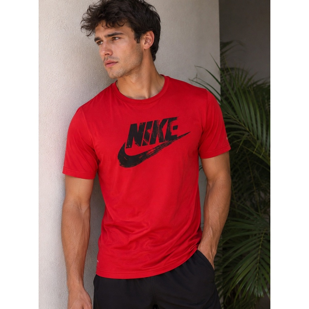 Nike Dri-FIT T Shirt Mens XL Red Graphic Logo Athletic Cut Sportswear Running
